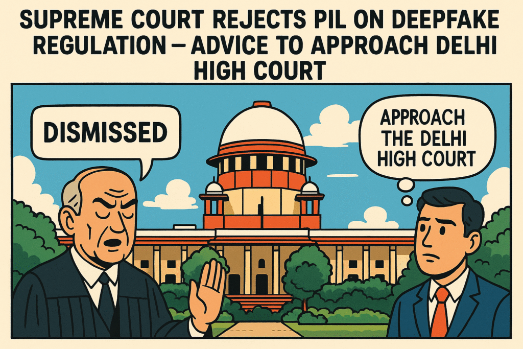 Supreme Court rejects PIL on Deepfake Regulation – Advice to approach Delhi High Court